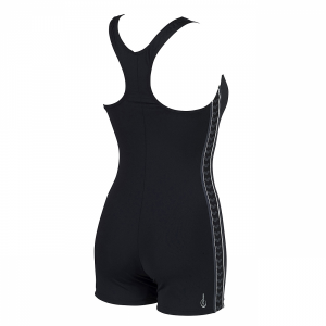 Arena Fadette swimsuit with legs in black, deep grey and white (Front)